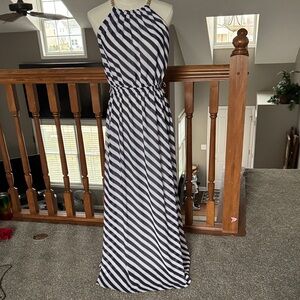 Michael, Michael Kors Striped Halter Maxi Dress Navy and White size S